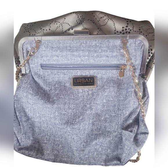 Urban Expression Vegan Leather Floral Cut Out Gold Chain Link Crossbody Bag - Picture 10 of 11